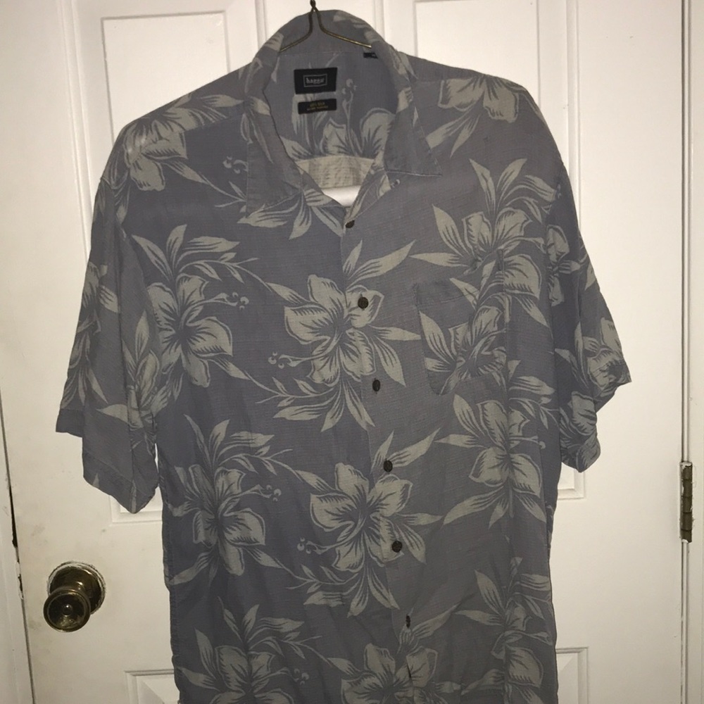 Haggar 100% silk short sleeve button down